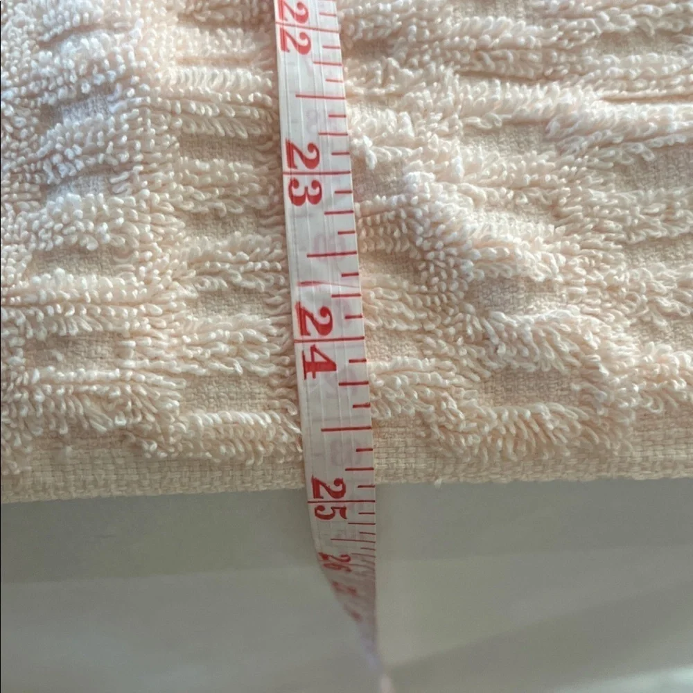 Vintage Fieldcrest Peach Cotton Towel Textured Waffle Weave, Fringed Ends USA